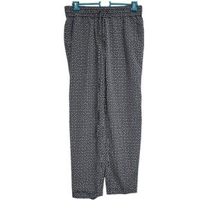 J.Crew Navy White Geometric Circle Print Drawstring Elastic Waist Pants 2 G17